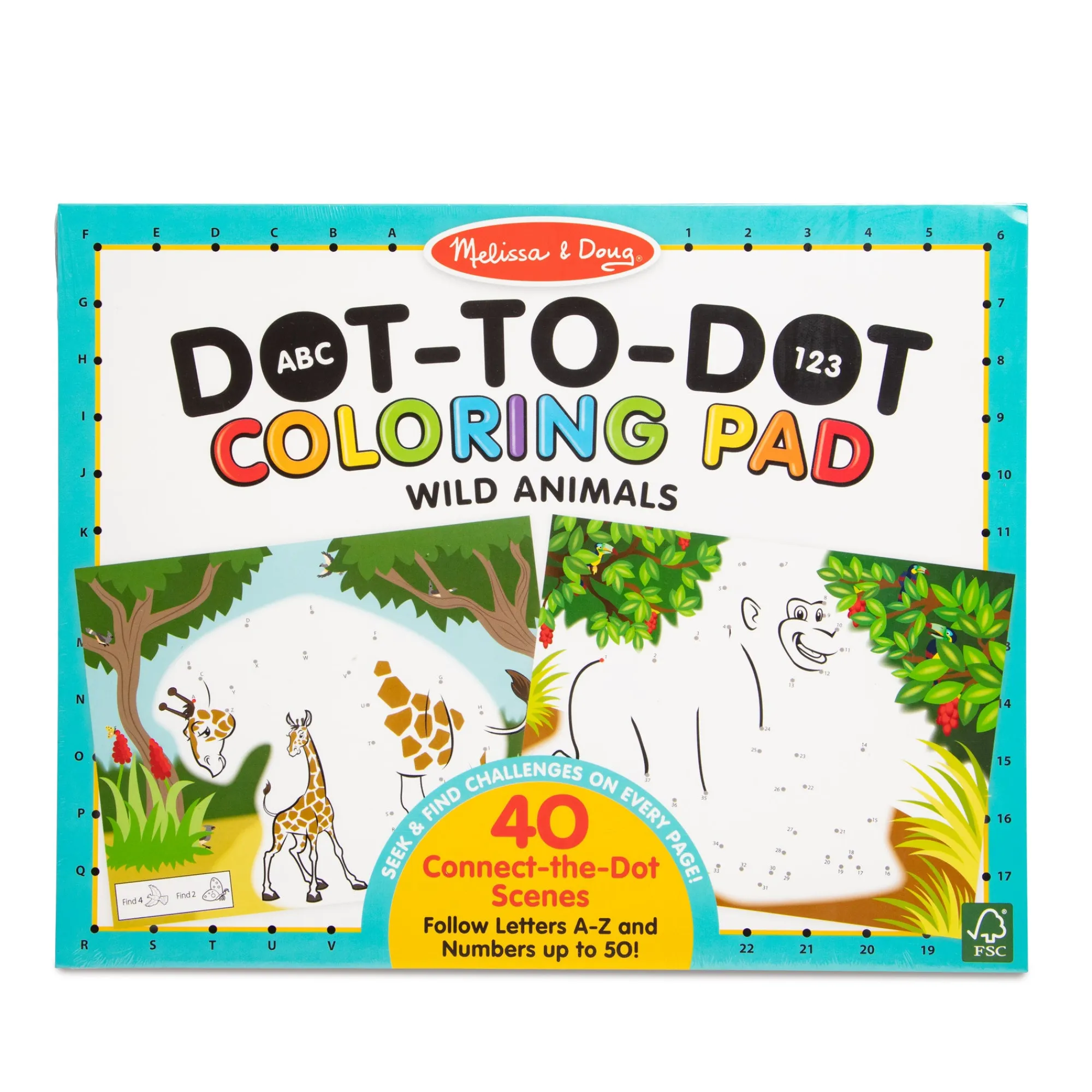 ABC 123 Dot-to-Dot Coloring Pad – Wild Animals>Melissa & Doug