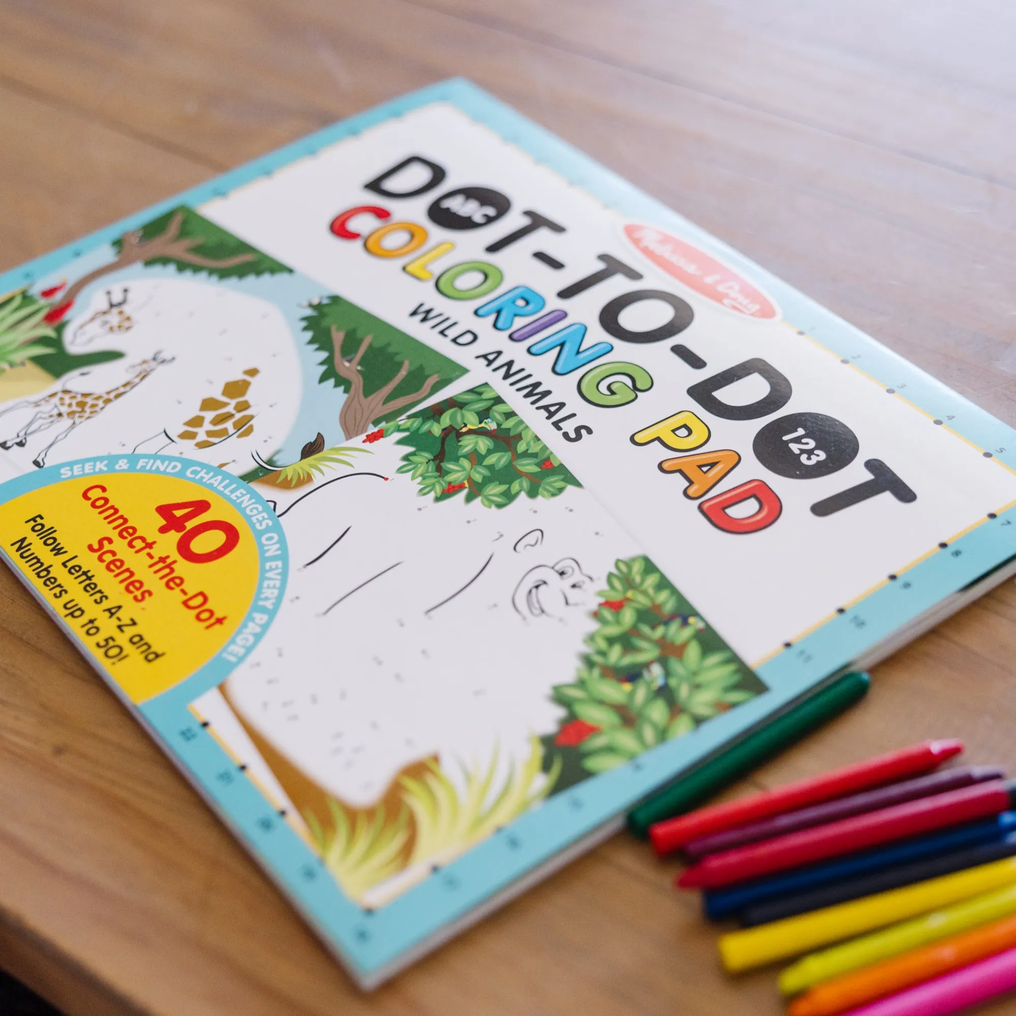 ABC 123 Dot-to-Dot Coloring Pad – Wild Animals>Melissa & Doug