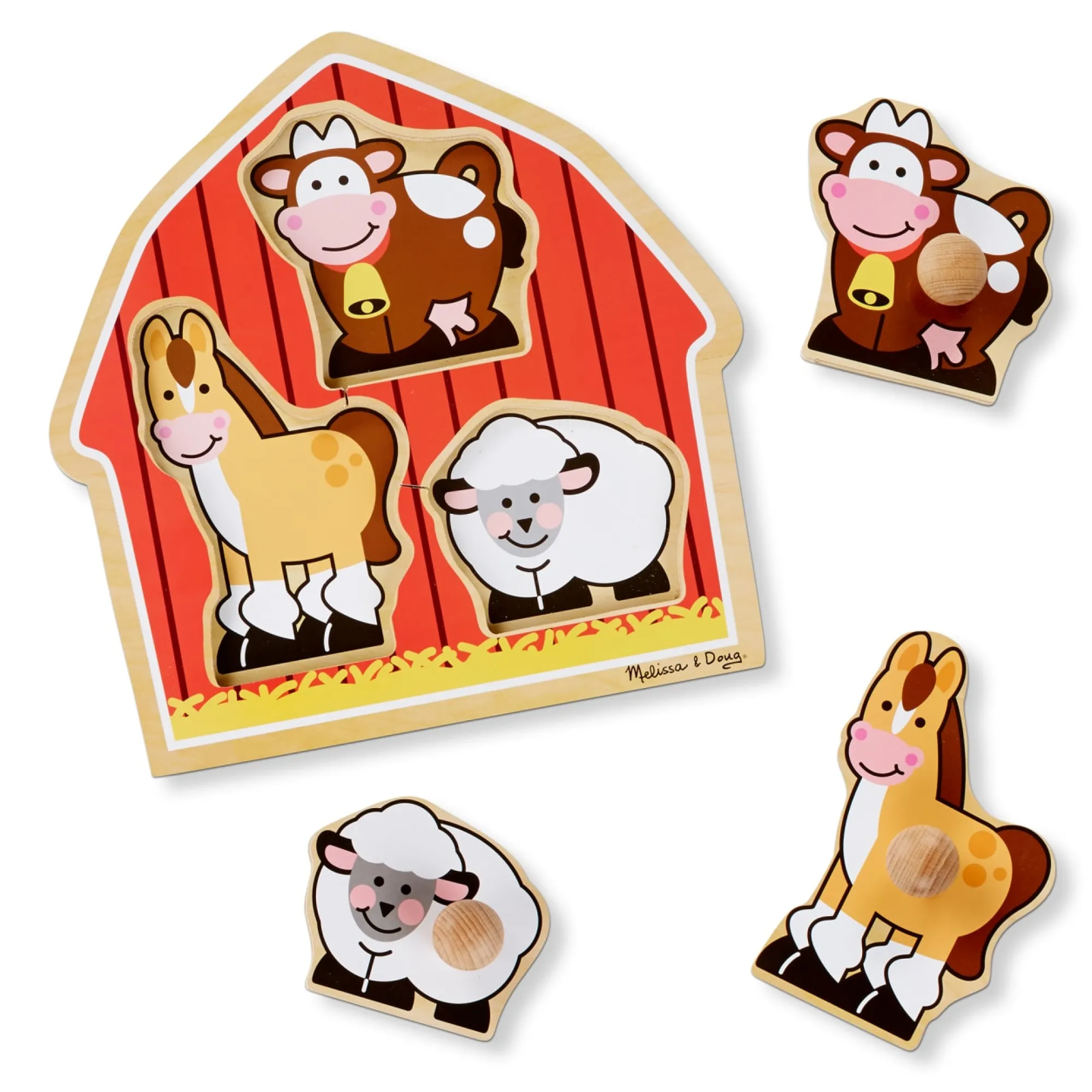 Barnyard Animals Jumbo Knob Puzzle - 3 Pieces>Melissa & Doug Sale
