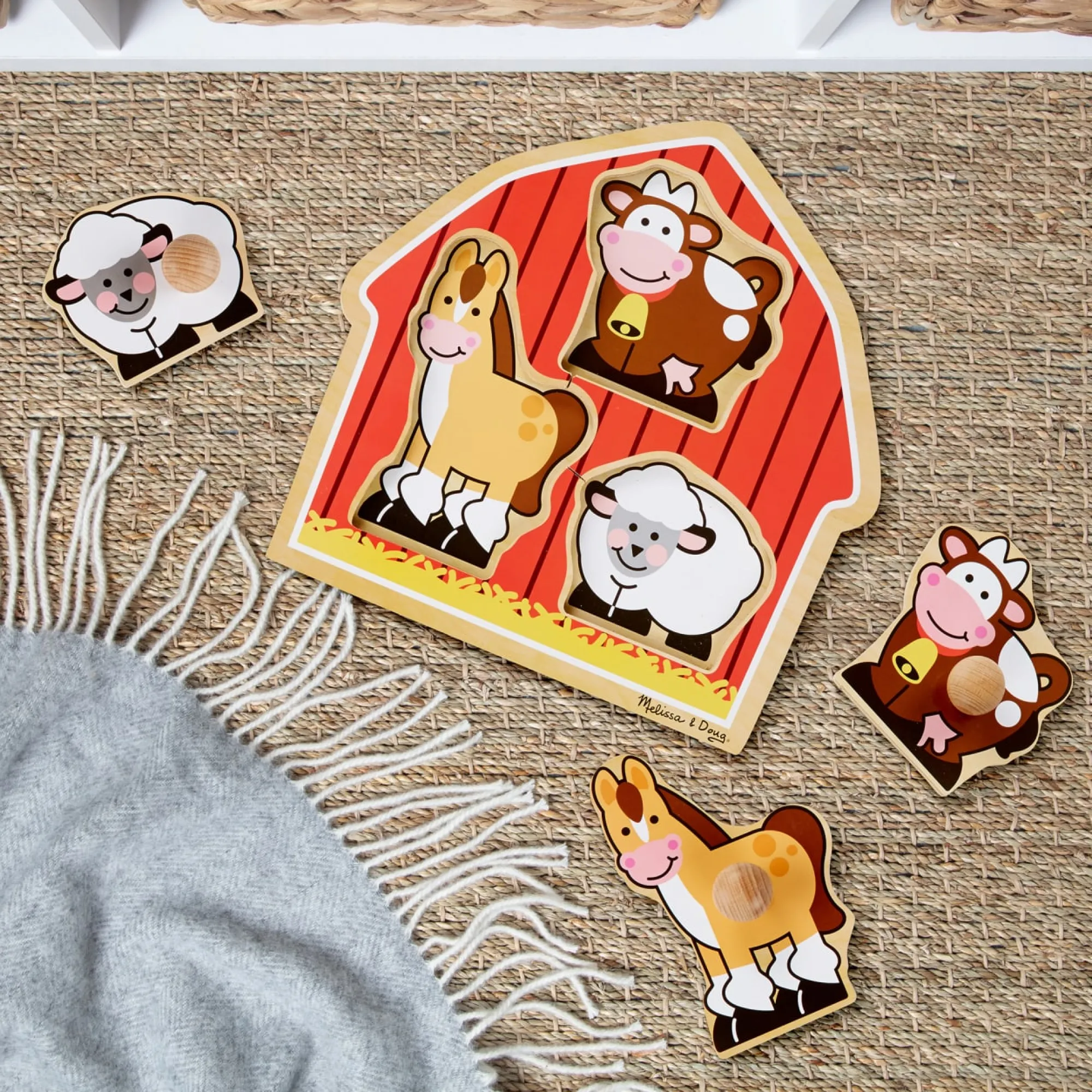 Barnyard Animals Jumbo Knob Puzzle - 3 Pieces>Melissa & Doug Sale