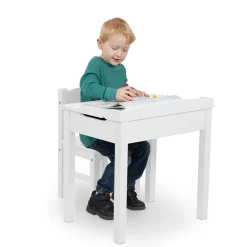 Child's Lift-Top Desk & Chair - White><noscript><img width=
