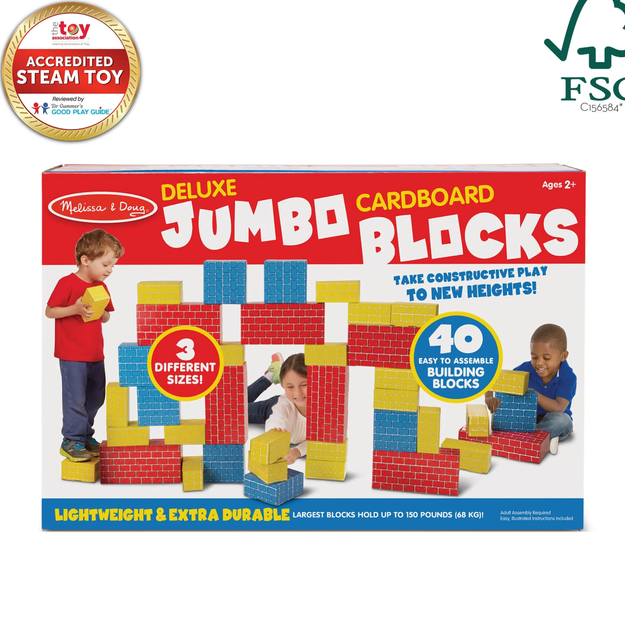 Deluxe Jumbo Cardboard Blocks - 40 Pieces>Melissa & Doug Discount