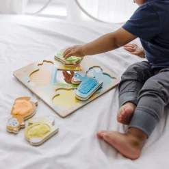 First Play Wooden Touch and Feel Puzzle Peek-a-Boo Pets With Mirror><noscript><img width=