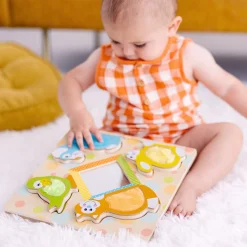 First Play Wooden Touch and Feel Puzzle Peek-a-Boo Pets With Mirror><noscript><img width=