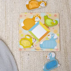First Play Wooden Touch and Feel Puzzle Peek-a-Boo Pets With Mirror><noscript><img width=