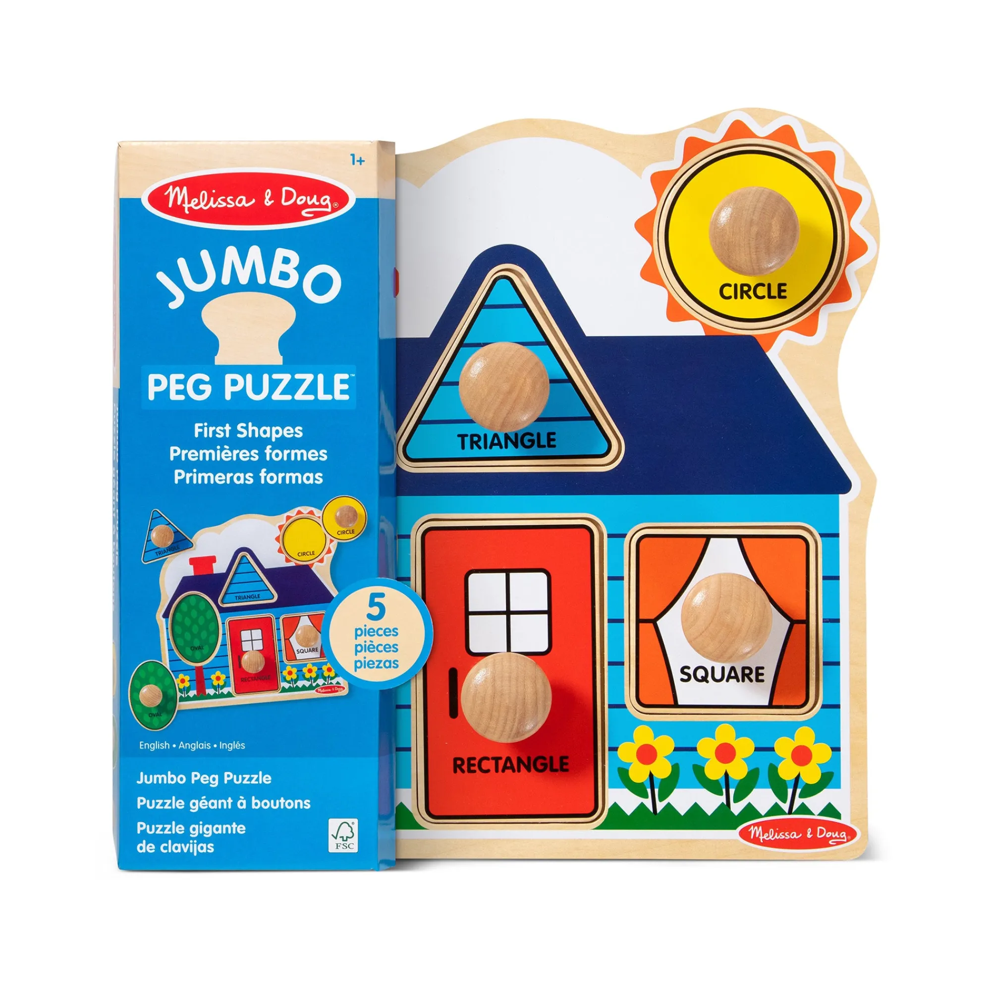 First Shapes Jumbo Peg Puzzle - 5 Pieces>Melissa & Doug