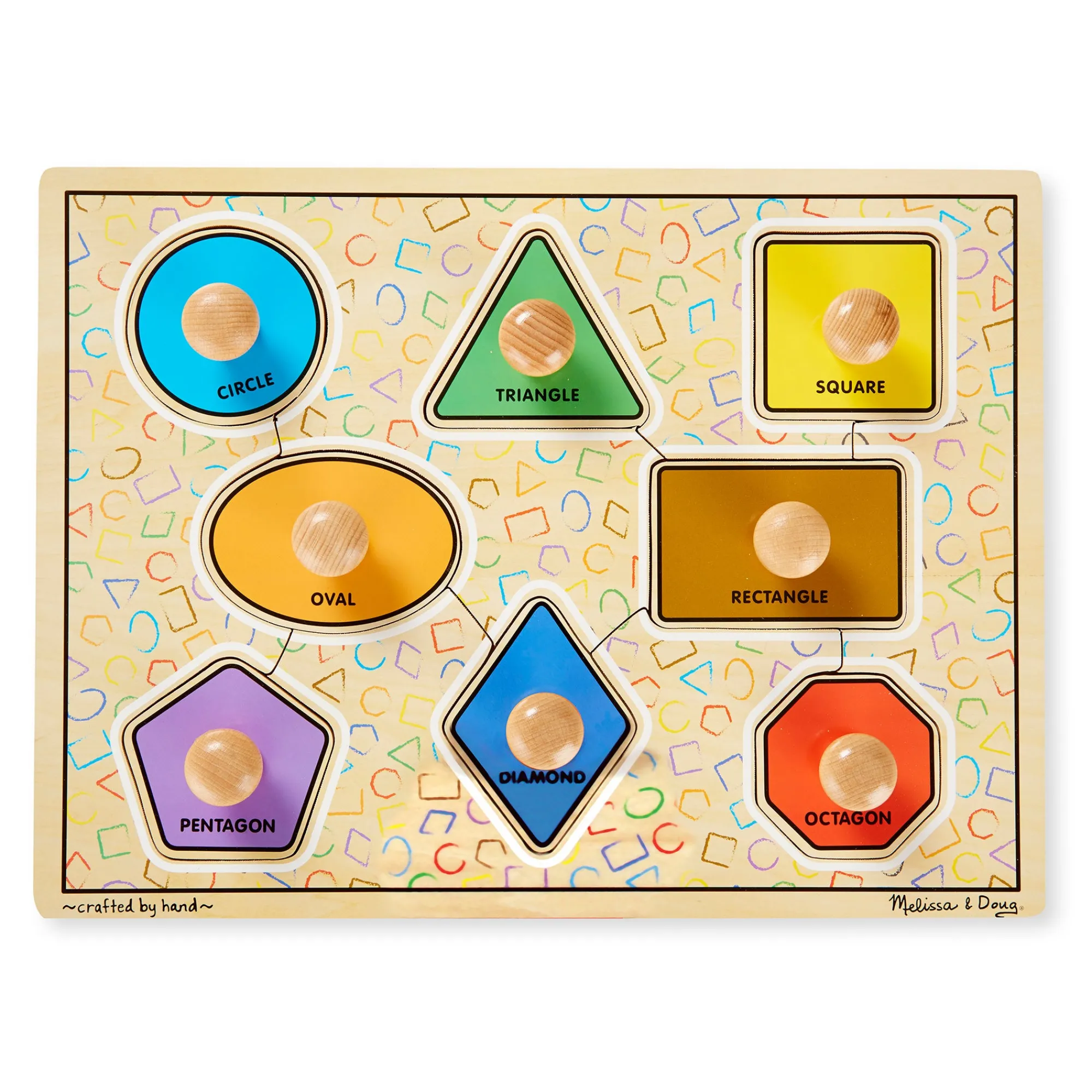 Geometric Shapes Deluxe Jumbo Peg Puzzle - 8 Pieces>Melissa & Doug New