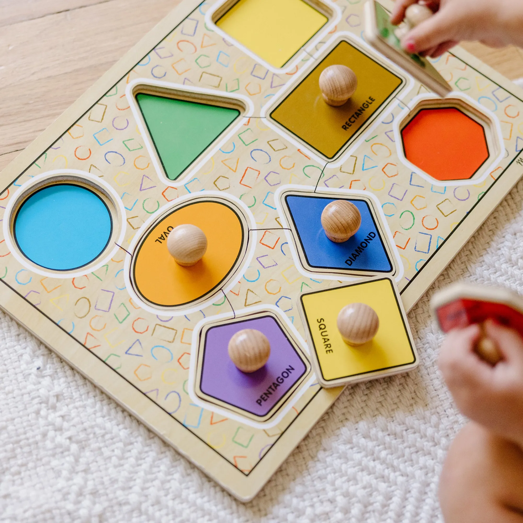 Geometric Shapes Deluxe Jumbo Peg Puzzle - 8 Pieces>Melissa & Doug New