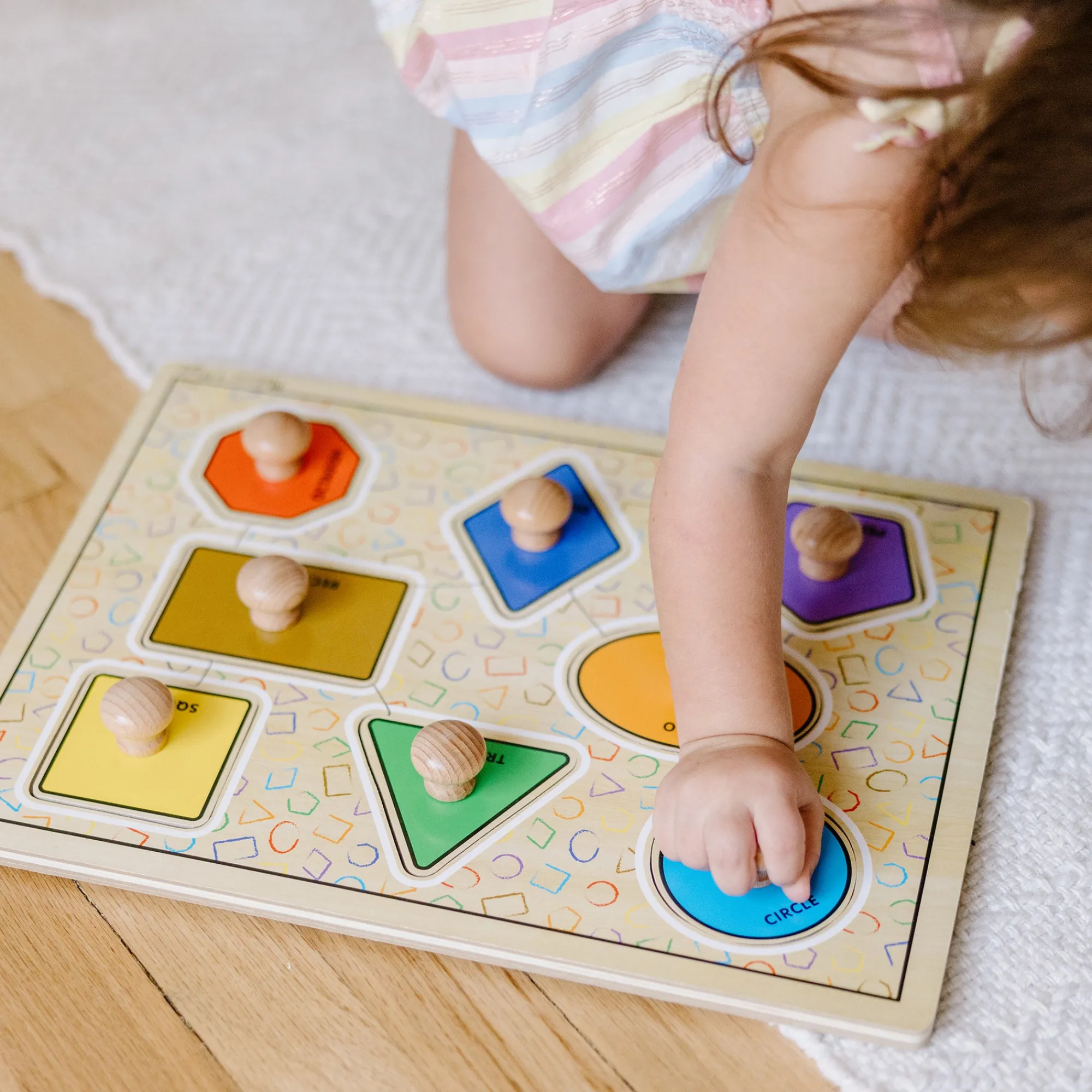 Geometric Shapes Deluxe Jumbo Peg Puzzle - 8 Pieces>Melissa & Doug New
