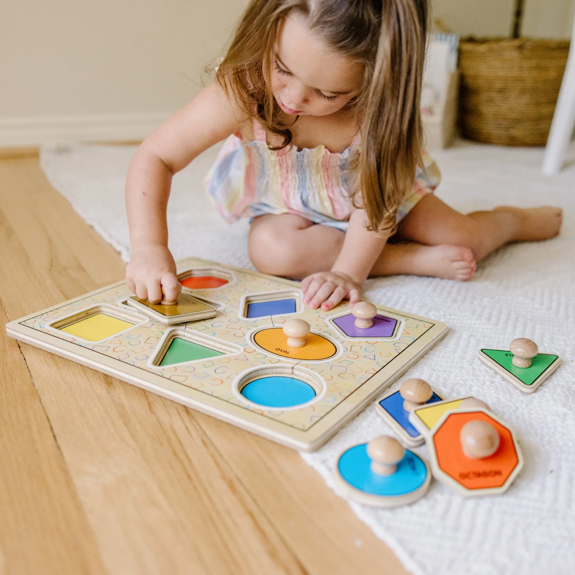 Geometric Shapes Deluxe Jumbo Peg Puzzle - 8 Pieces>Melissa & Doug New