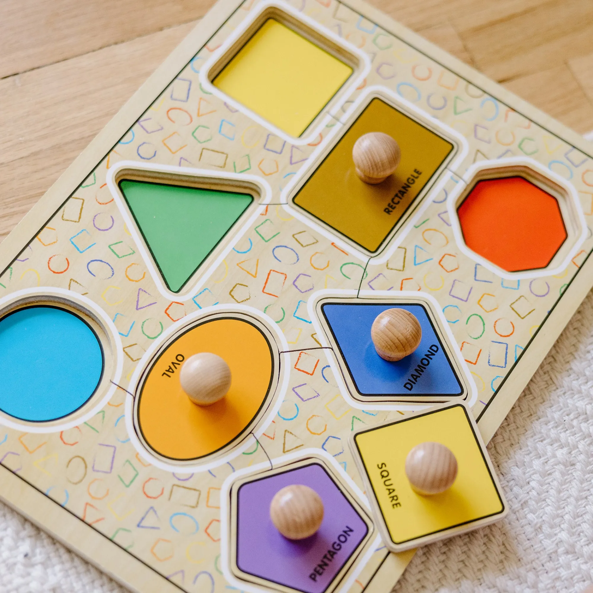 Geometric Shapes Deluxe Jumbo Peg Puzzle - 8 Pieces>Melissa & Doug New