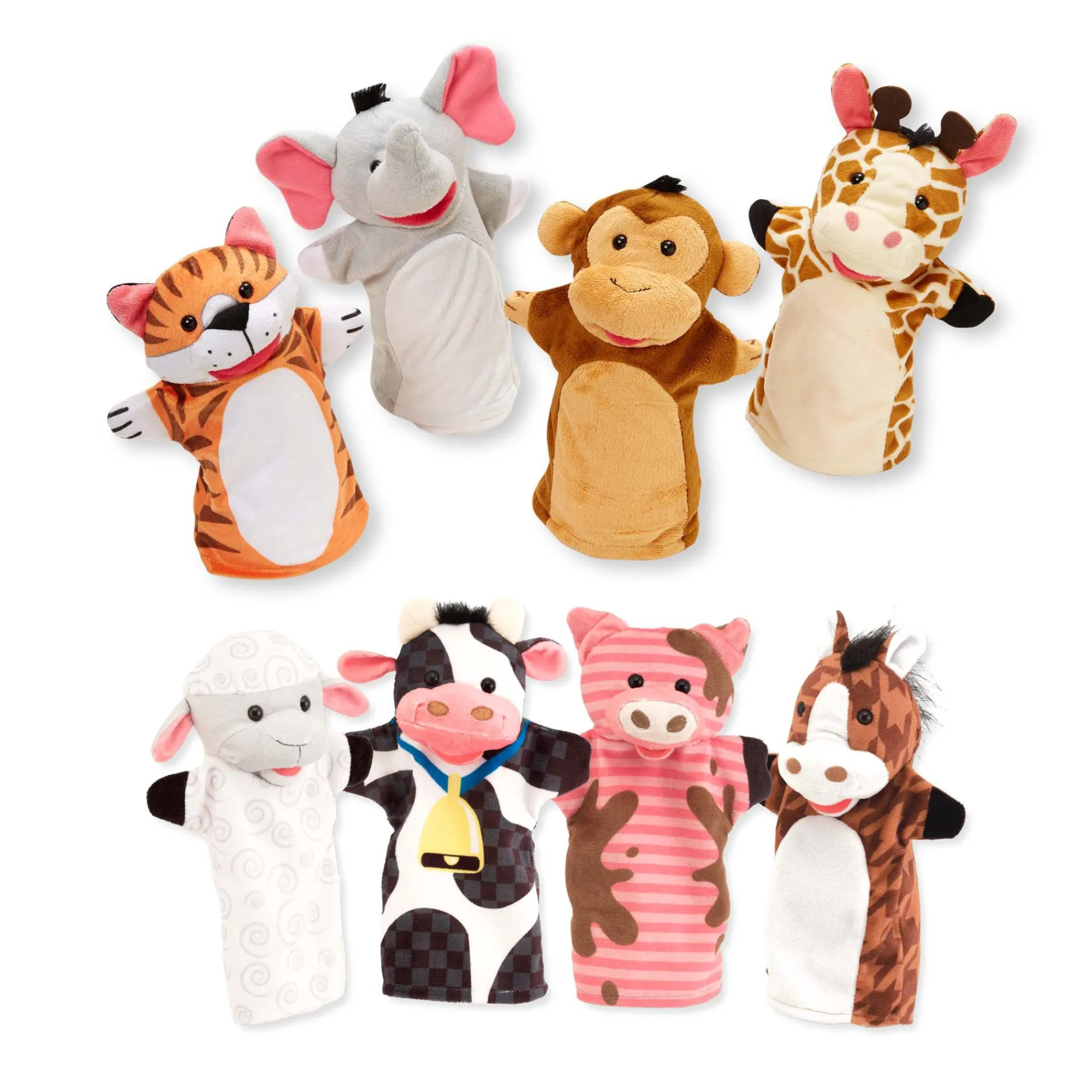 Hand Puppet 2-Pack: Farm Friends, Zoo Friends>Melissa & Doug Clearance