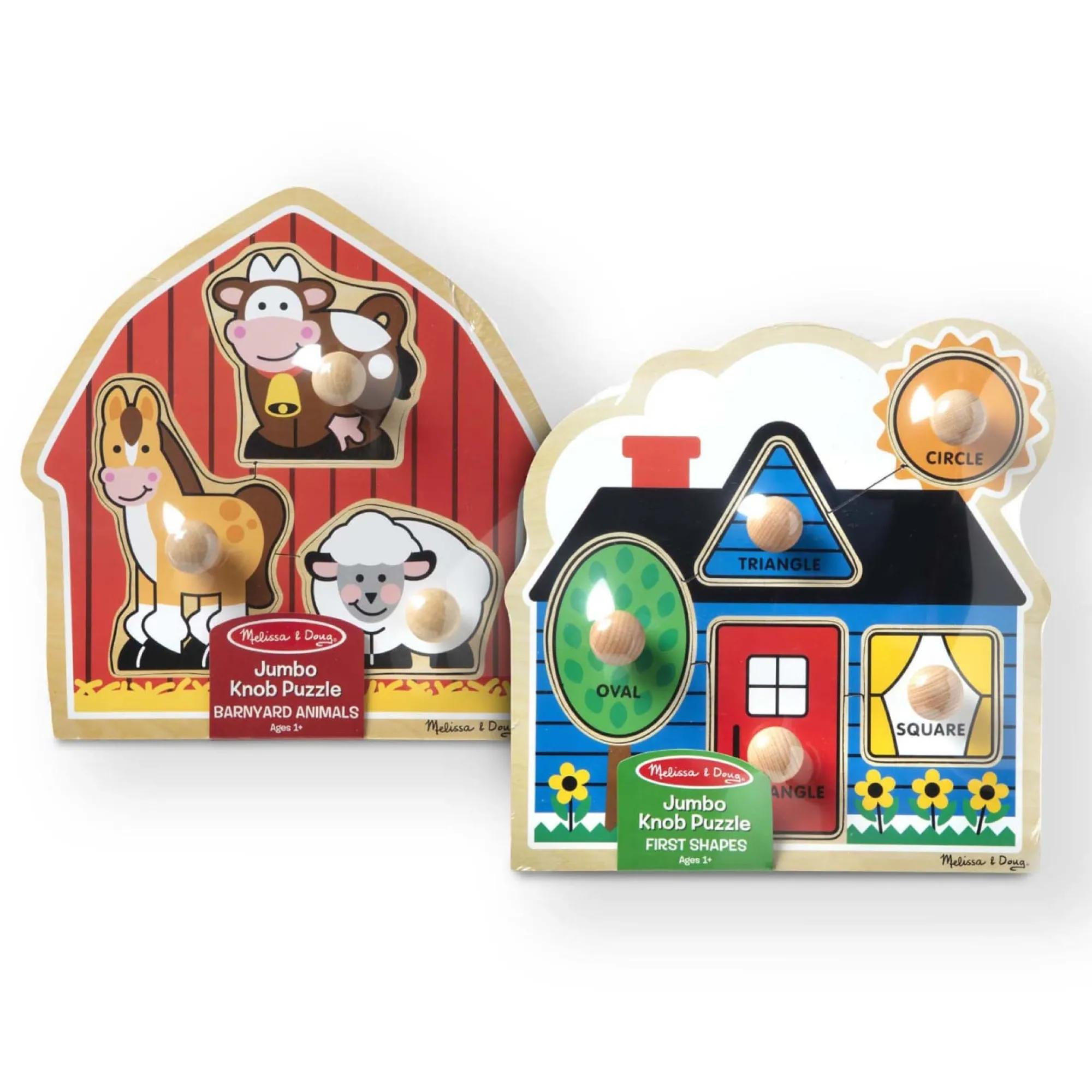 Jumbo Knob Wooden Puzzles Bundle - Shapes and Barn>Melissa & Doug New
