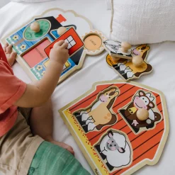 Jumbo Knob Wooden Puzzles Bundle - Shapes and Barn><noscript><img width=