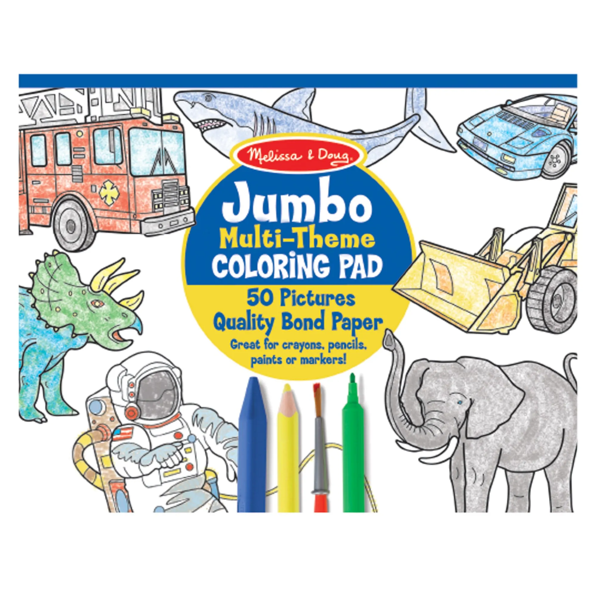 Jumbo 50-Page Kids' Coloring Pad - Space, Sharks, Sports, and More>Melissa & Doug Best