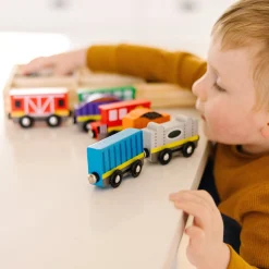 Magnetic Wooden Train Cars><noscript><img width=