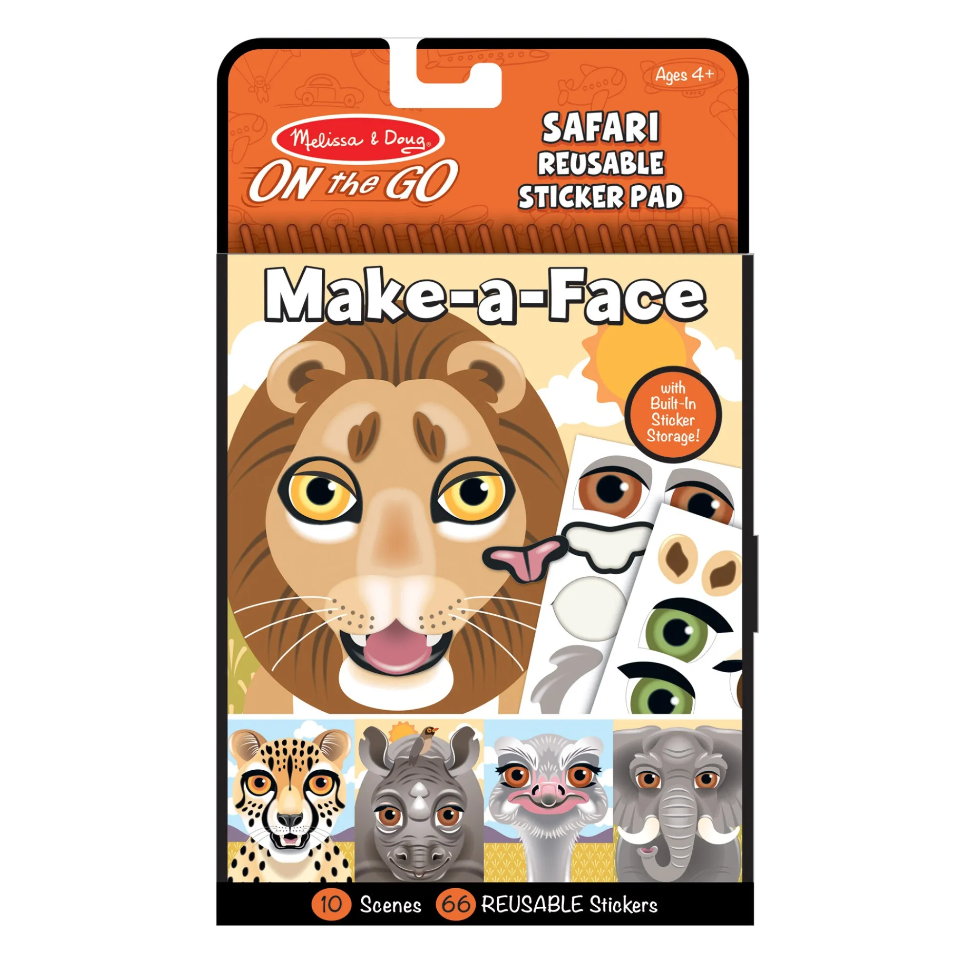 Make-a-Face – Safari Reusable Sticker Pad – On the Go Travel Activity>Melissa & Doug New