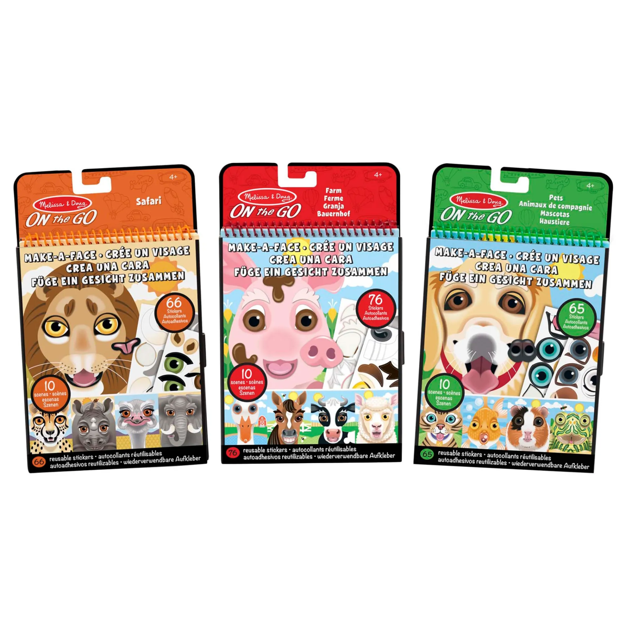 Make-A-Face Reusable Sticker Pad 3-Pack: Safari, Farm, Pets>Melissa & Doug Hot