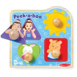 Ms. Rachel™ Wooden Peek-a-Boo Jumbo Peg Puzzle – 4 Pieces><noscript><img width=