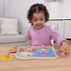 Ms. Rachel™ Wooden Peek-a-Boo Jumbo Peg Puzzle – 4 Pieces><noscript><img width=