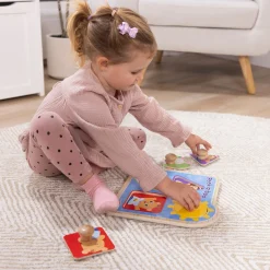 Ms. Rachel™ Wooden Peek-a-Boo Jumbo Peg Puzzle – 4 Pieces><noscript><img width=