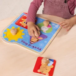 Ms. Rachel™ Wooden Peek-a-Boo Jumbo Peg Puzzle – 4 Pieces><noscript><img width=