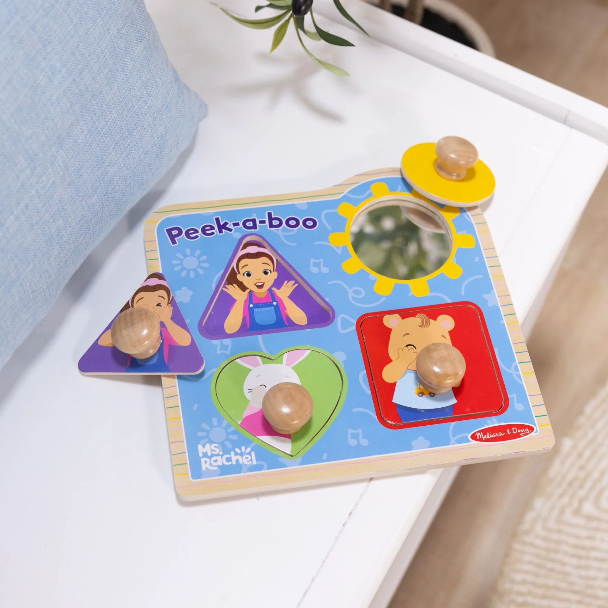 Ms. Rachel™ Wooden Peek-a-Boo Jumbo Peg Puzzle – 4 Pieces>Melissa & Doug Clearance