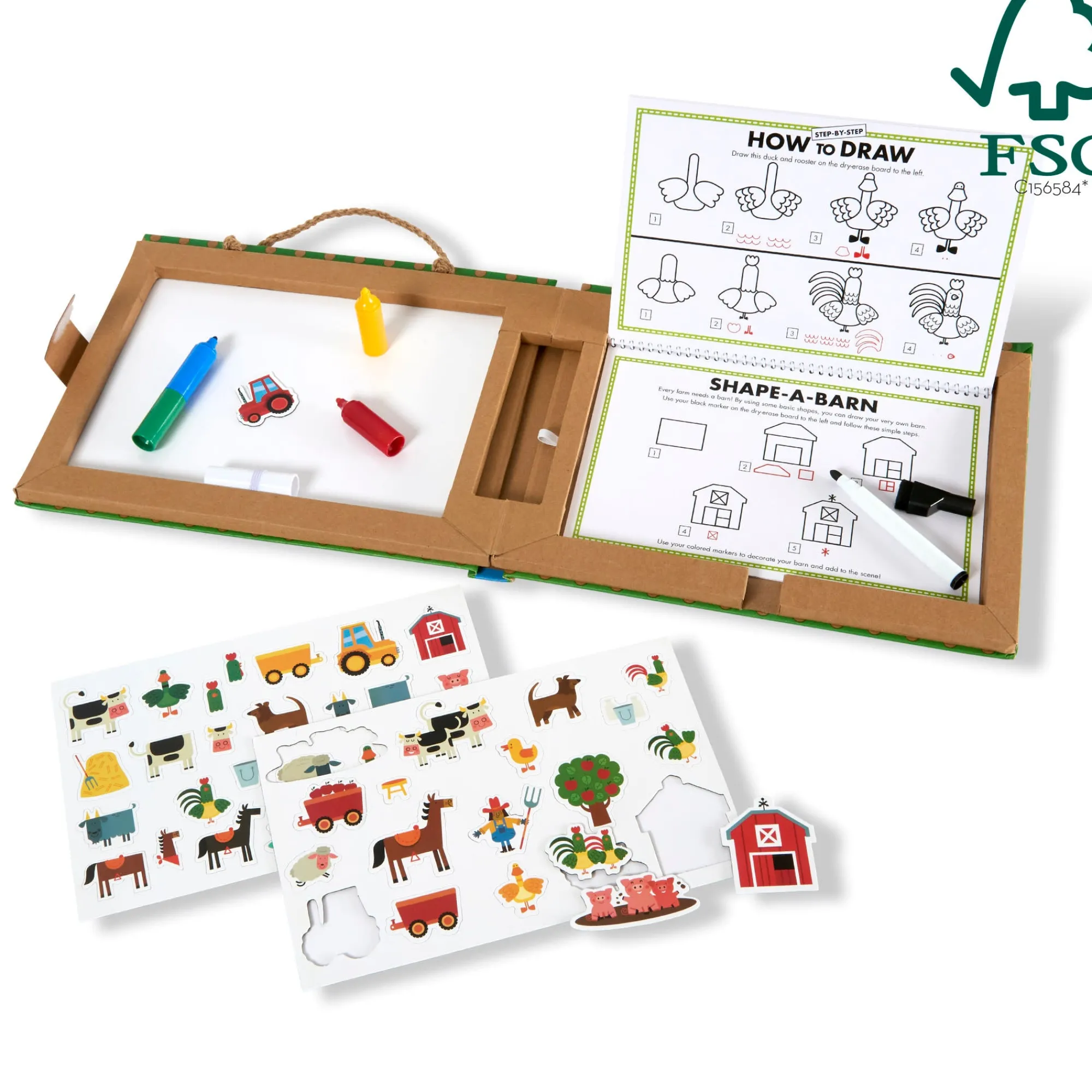 Natural Play: Play, Draw, Create Reusable Drawing & Magnet Kit – Farm>Melissa & Doug