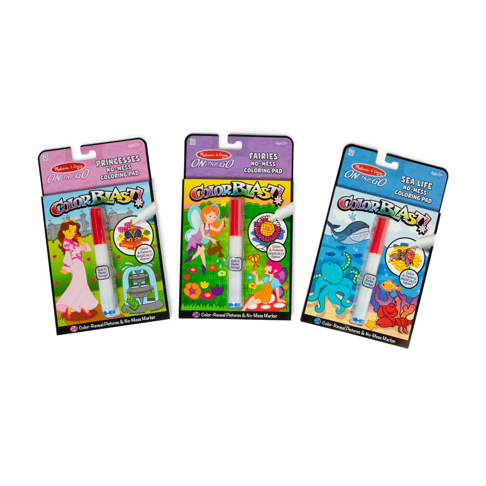 On the Go™ ColorBlast 3-Pack: Fairy, Princess, Sea Life>Melissa & Doug Clearance