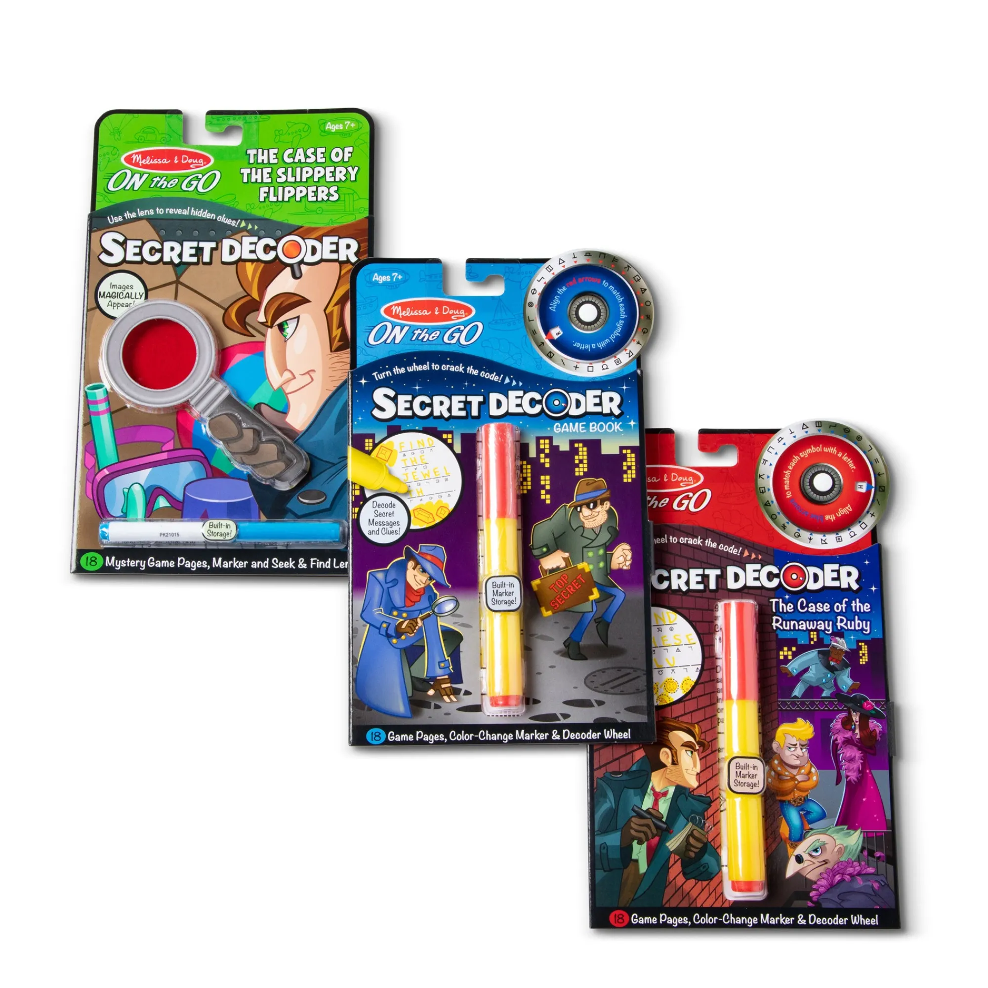 On the Go™ Secret Decoder Activity Books 3-Pack: Slippery Flippers, Runaway Ruby, Game Book>Melissa & Doug Outlet