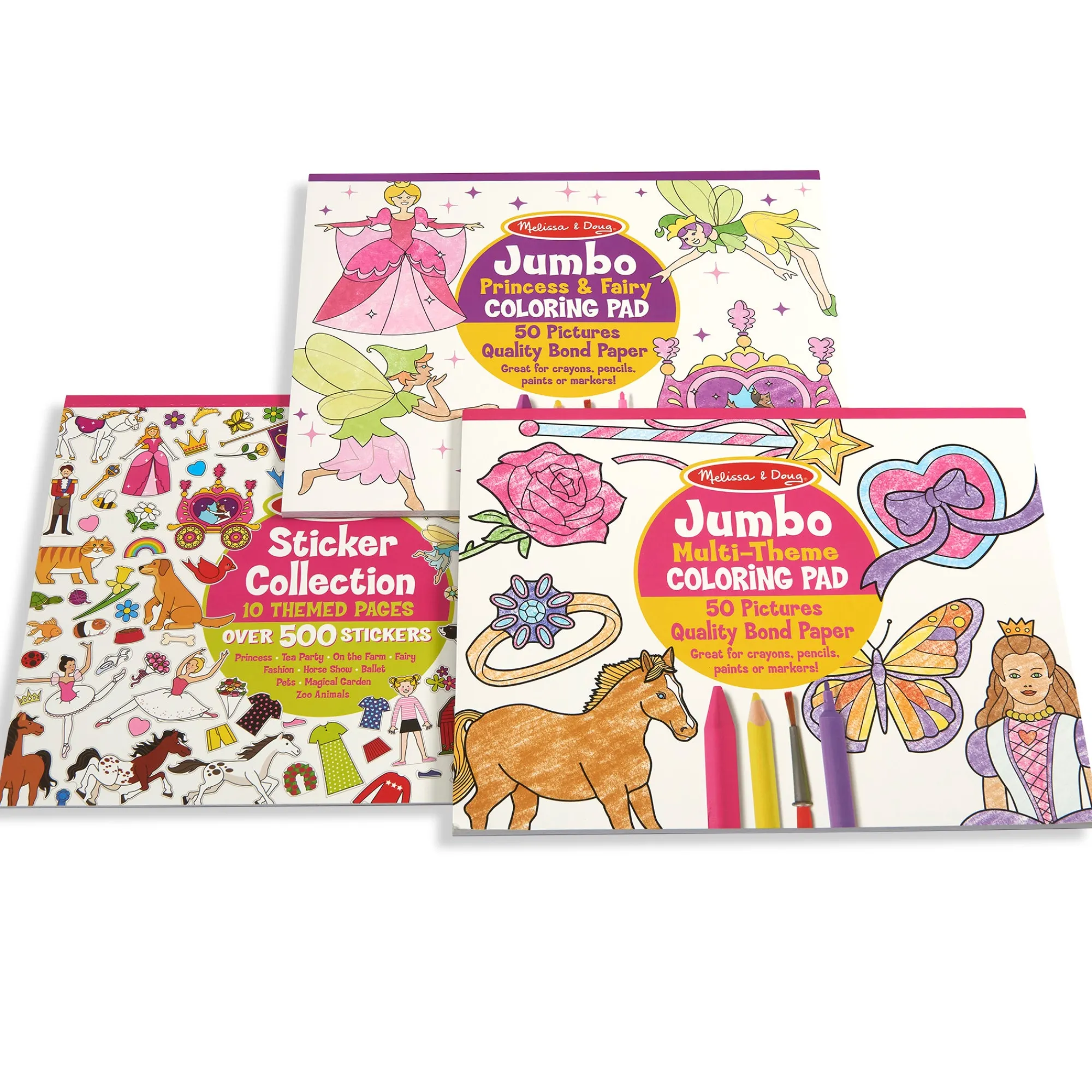 Princess, Fairy, Animals & More Coloring and Sticker Pad Bundle>Melissa & Doug Outlet