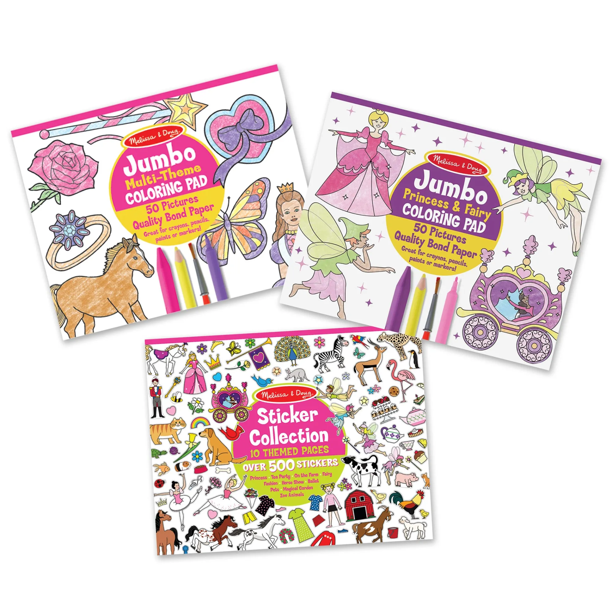Princess, Fairy, Animals & More Coloring and Sticker Pad Bundle>Melissa & Doug Outlet
