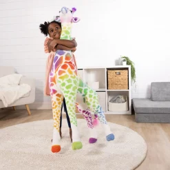 Rainbow Giraffe Lifelike Plush><noscript><img width=