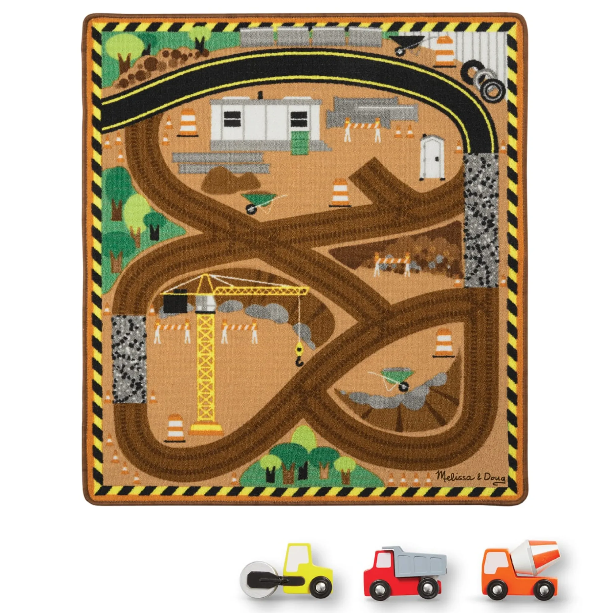 Round the Construction Zone Work Site Rug & Vehicle Set>Melissa & Doug Online