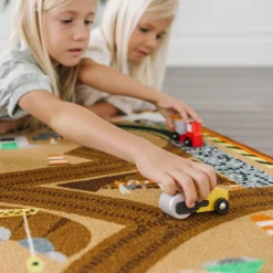 Round the Construction Zone Work Site Rug & Vehicle Set><noscript><img width=