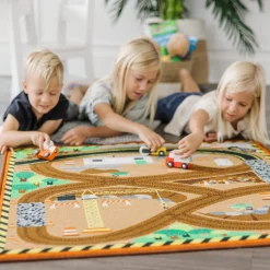 Round the Construction Zone Work Site Rug & Vehicle Set><noscript><img width=