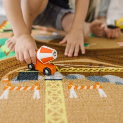 Round the Construction Zone Work Site Rug & Vehicle Set><noscript><img width=