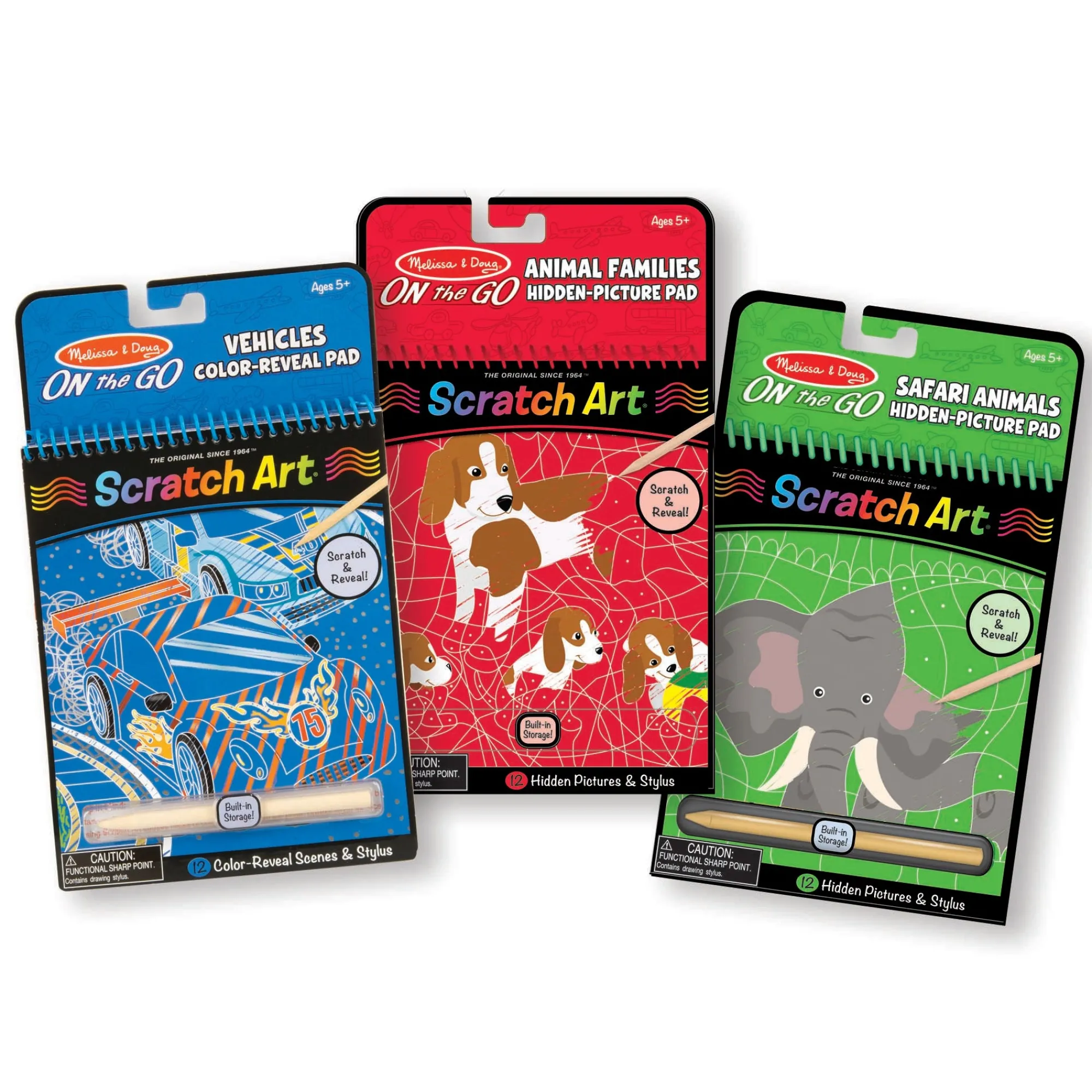 Scratch Art Pad Bundle - Vehicles Color-Reveal and Safari & Animal Hidden Pictures>Melissa & Doug Hot