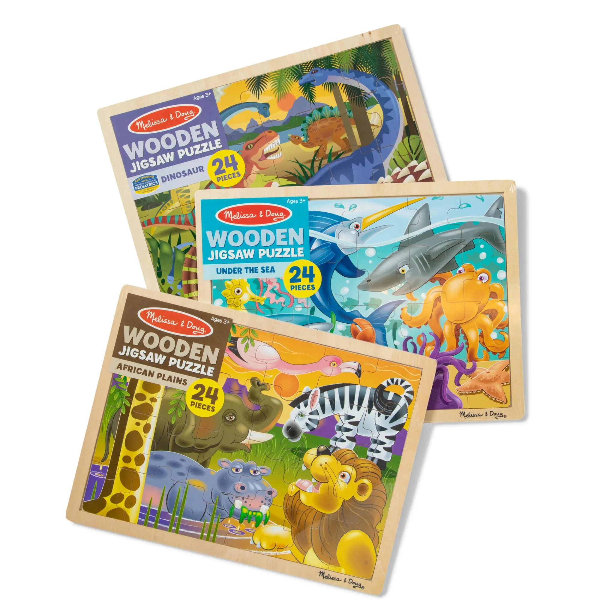 Wooden Jigsaw Puzzle 3-Pack: Dinosaur, African Plains, Under the Sea>Melissa & Doug Hot