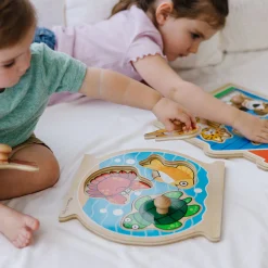 Wooden Jumbo Peg Puzzle 2-Pack: Fish Bowl, House Pets>Melissa & Doug New