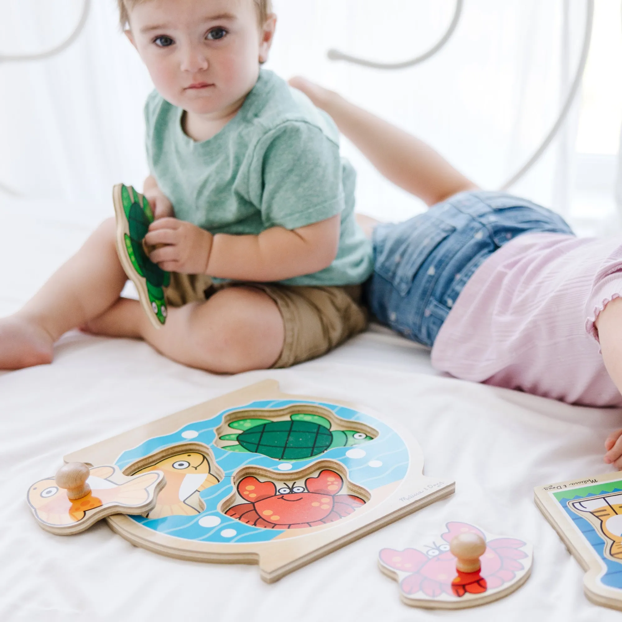 Wooden Jumbo Peg Puzzle 2-Pack: Fish Bowl, House Pets>Melissa & Doug New