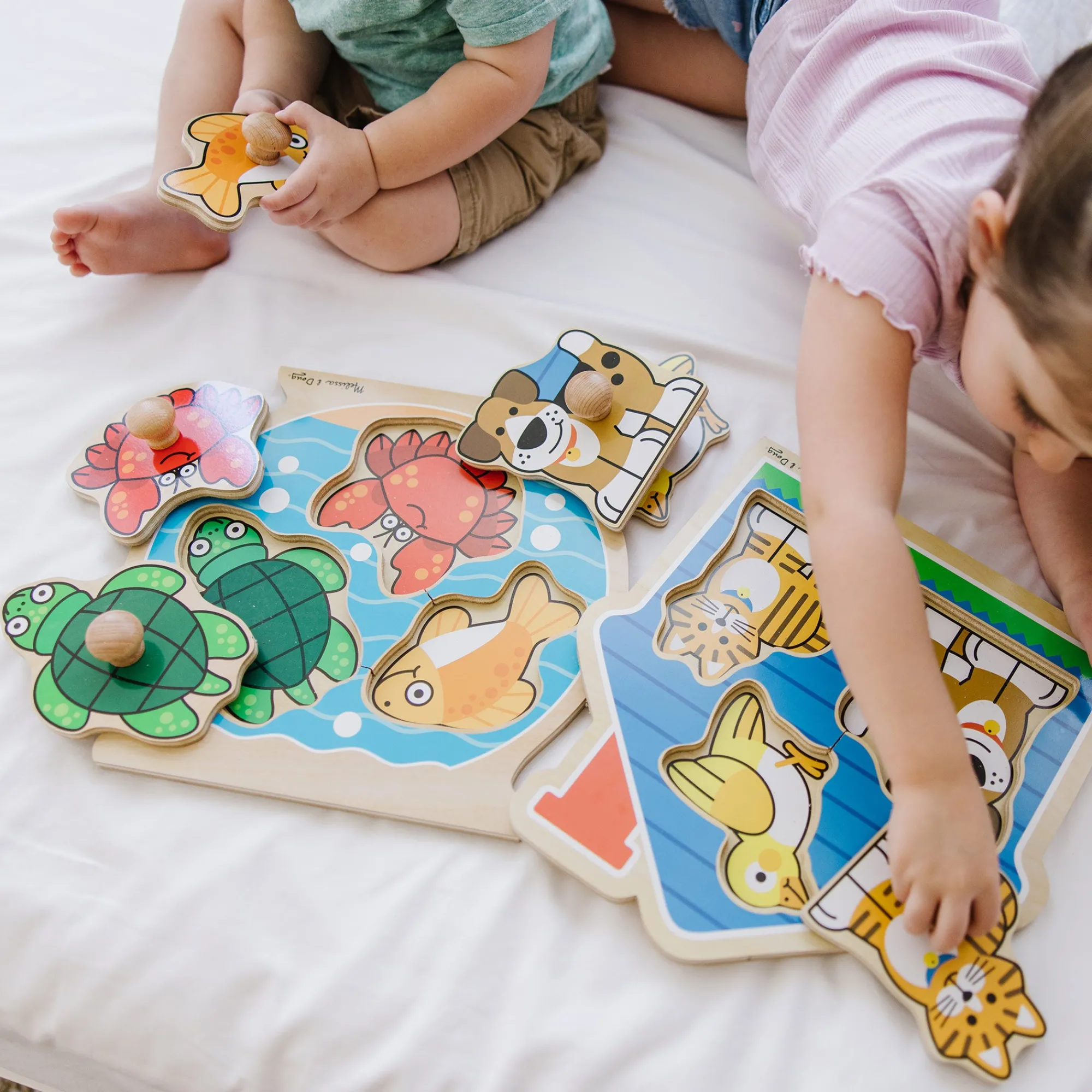 Wooden Jumbo Peg Puzzle 2-Pack: Fish Bowl, House Pets>Melissa & Doug New