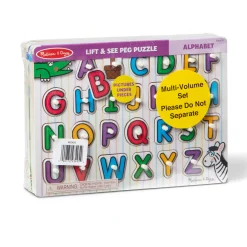 Wooden Peg Puzzle 6-Pack: Vehicles, Numbers, Safari, Farm, Pets, Alphabet><noscript><img width=