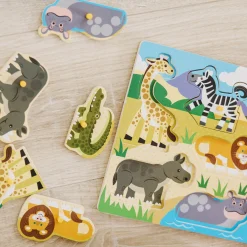 Wooden Peg Puzzle 6-Pack: Vehicles, Numbers, Safari, Farm, Pets, Alphabet><noscript><img width=