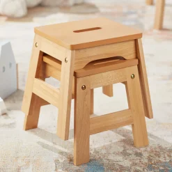 Wooden Stools – Set of 2><noscript><img width=