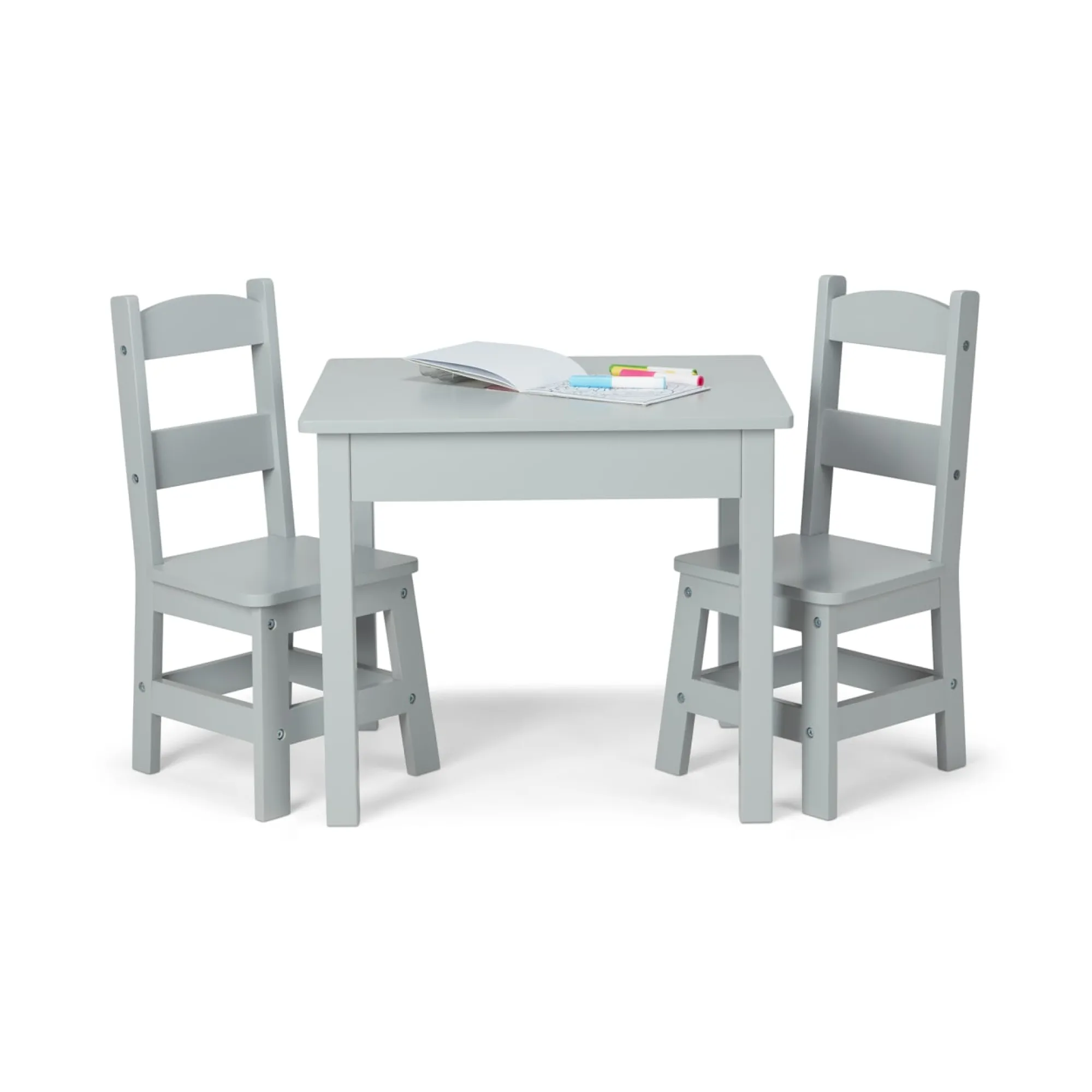 Wooden Table & 2 Chairs - Gray>Melissa & Doug Online