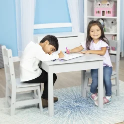 Wooden Table & 2 Chairs - Gray><noscript><img width=