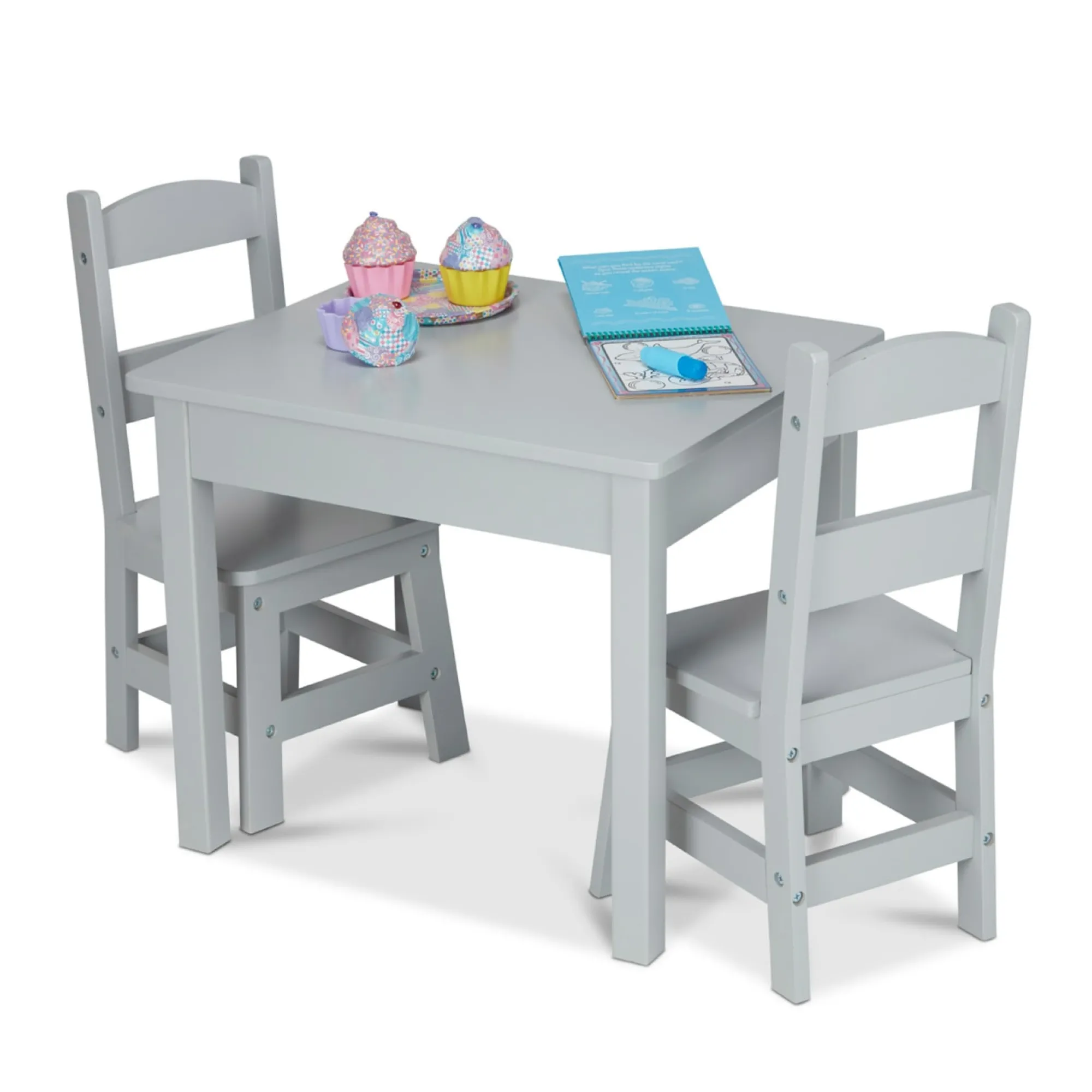 Wooden Table & 2 Chairs - Gray>Melissa & Doug Online