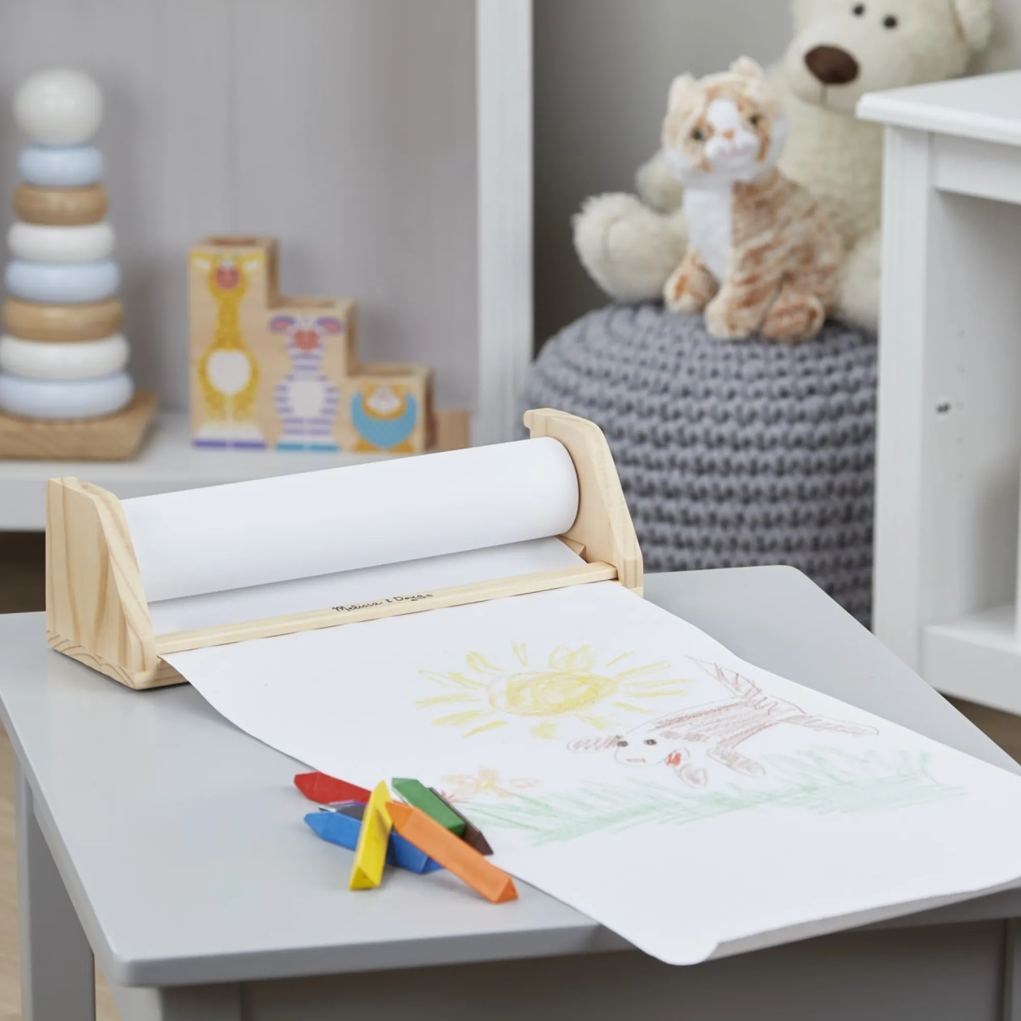 Wooden Tabletop Paper Roll Dispenser>Melissa & Doug New