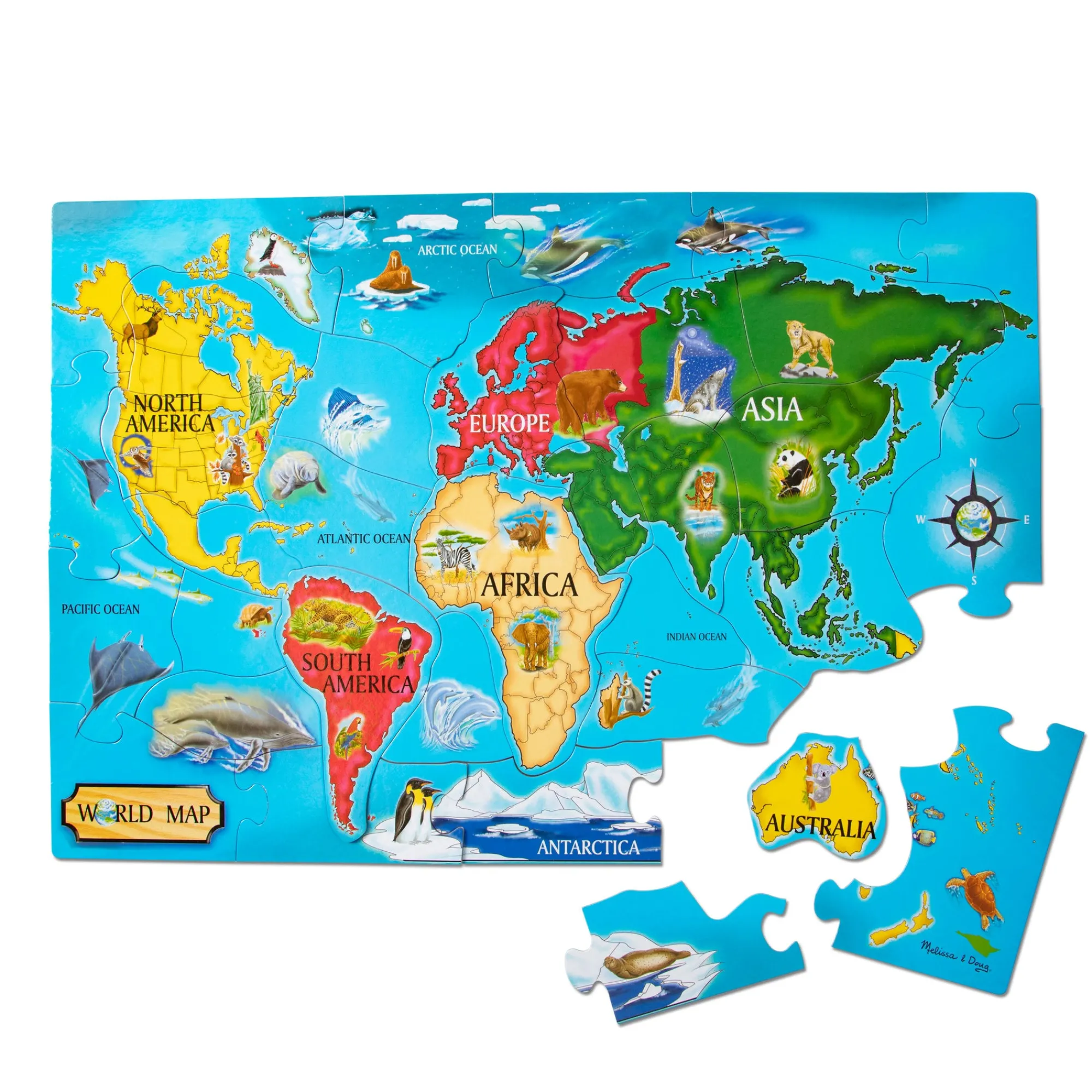 World Map Floor Puzzle - 33 Pieces>Melissa & Doug Hot